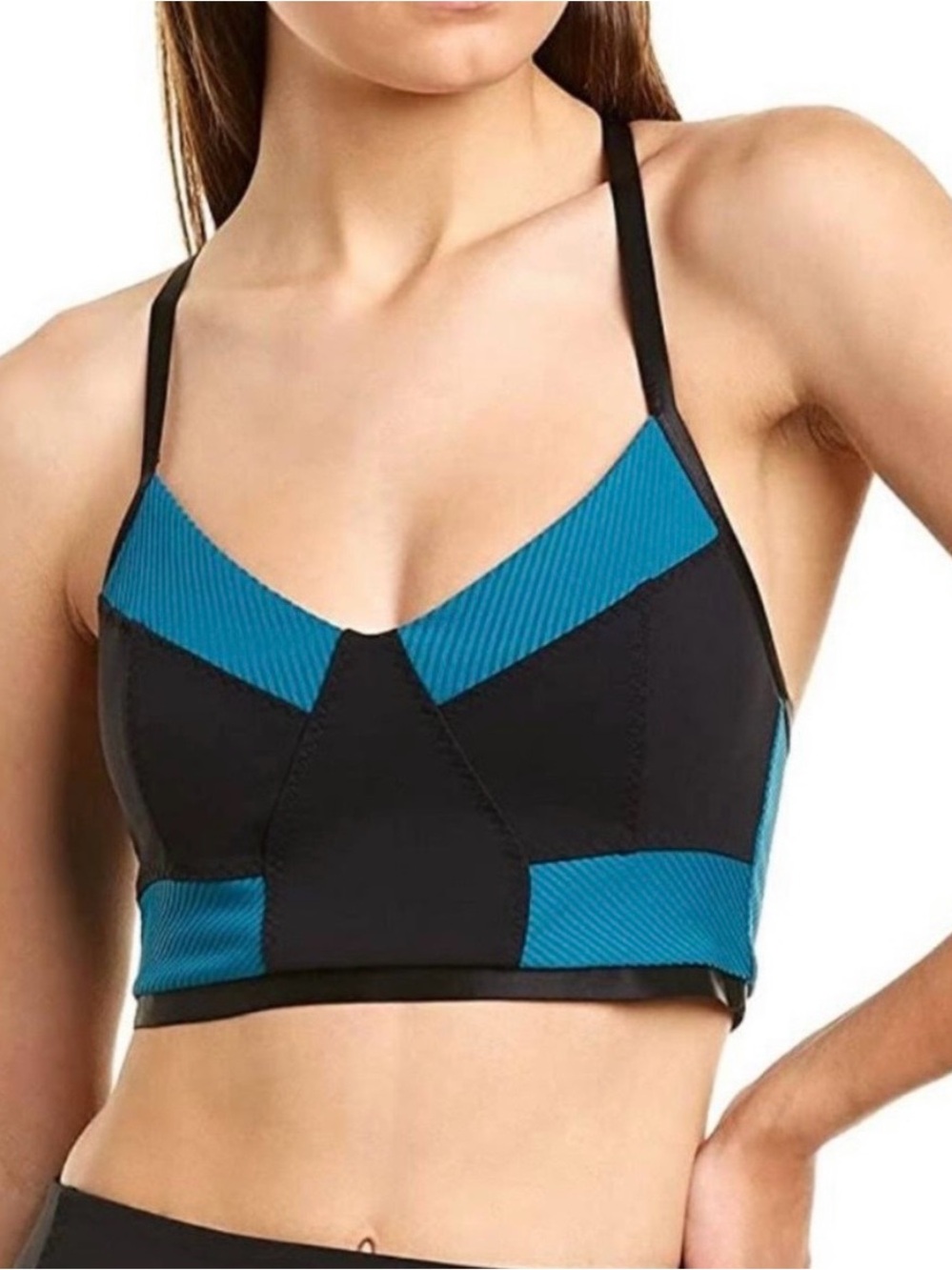 Free People Black and Teal Ticket to Paradise Sports Bralette